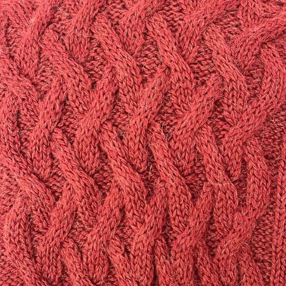 Aran Crafts Merino Wool & Alpaca Cableknit Cardigan Sweater Womens Small Rust - Picture 3 of 14